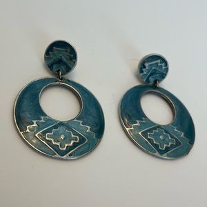 Vintage Aztec Print Metal Earrings